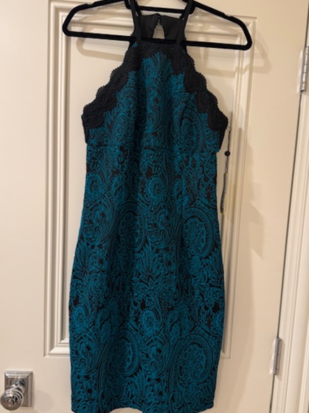 NEW W/ TAGS!  Gorgeous Trina Turk Teal/Black Halter Dress from Neiman Marcus, 8